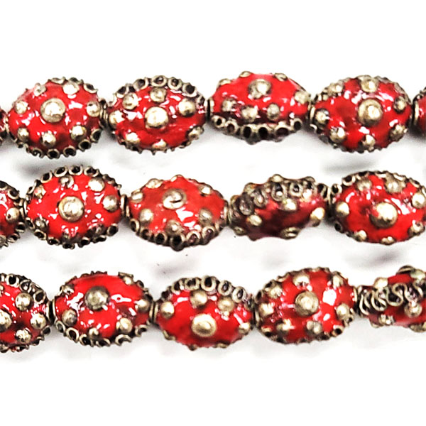 ENAMEL FLAT OVAL 8X12MM RED